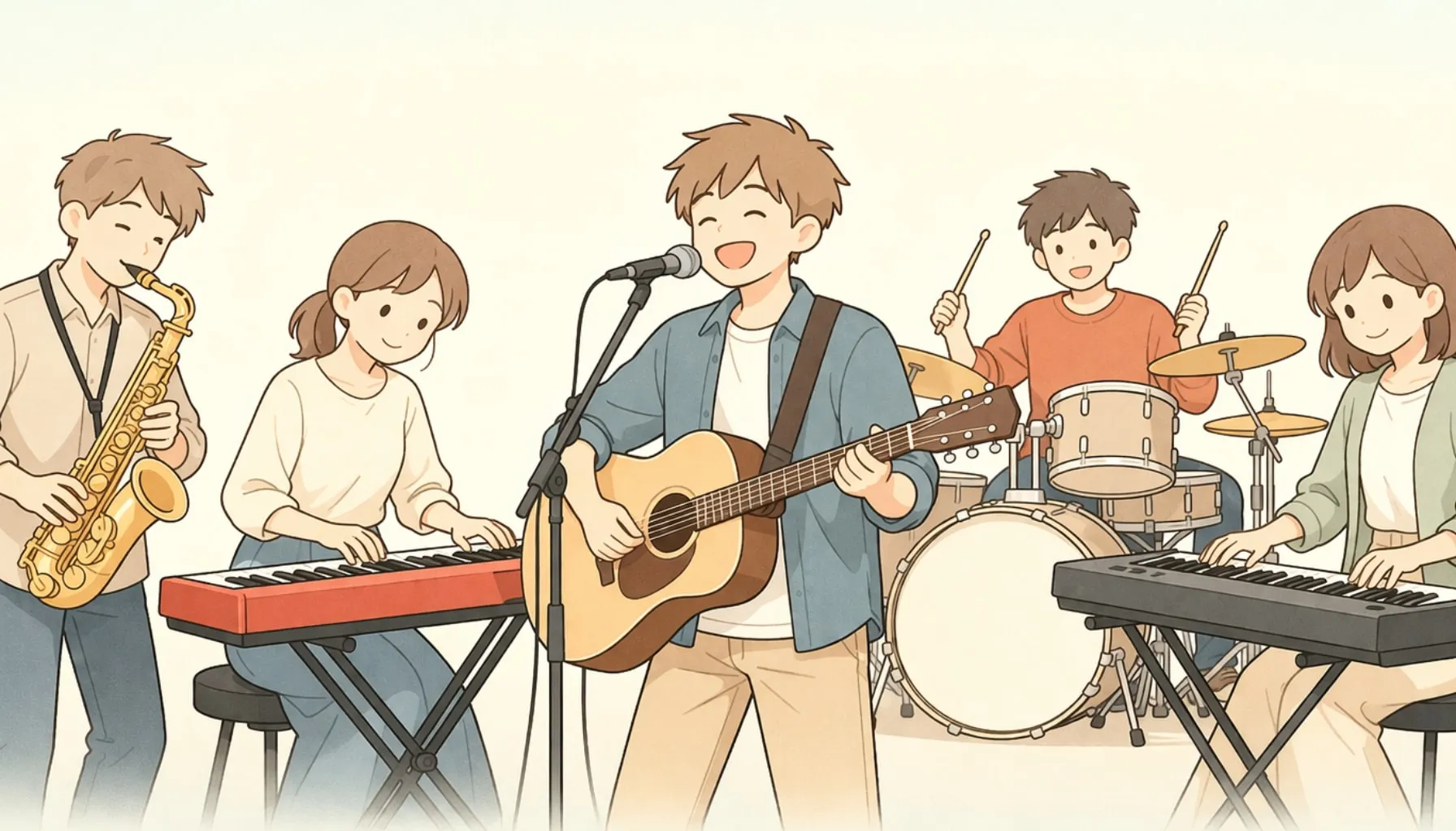 バンドが演奏しているイラスト