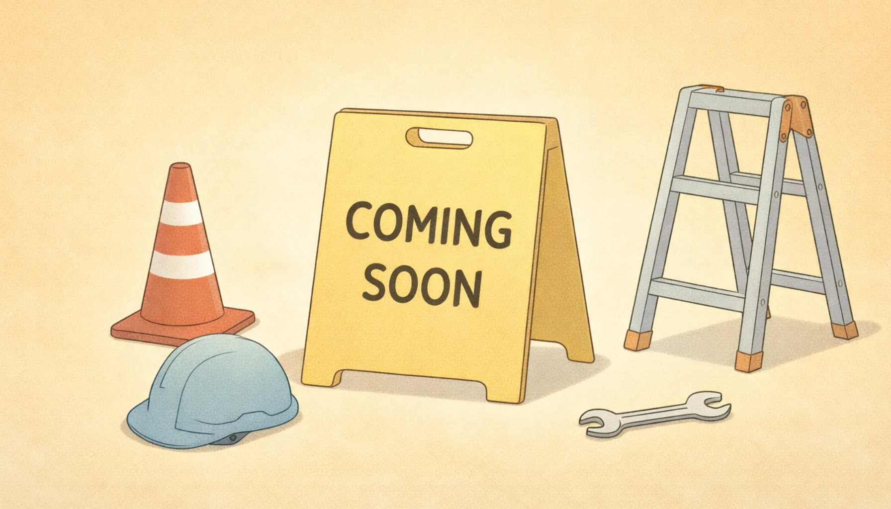 「COMING SOON」の看板のイラスト